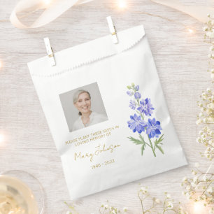 Larkspur Simple Photo Funeral Seed Favour Bags