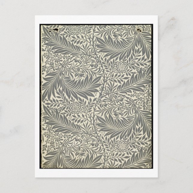 Larkspur, wallpaper design, 1872 postcard (Front)