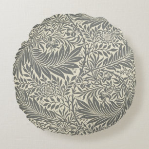 Larkspur, wallpaper design, 1872 round cushion