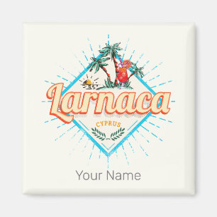 Larnaca Cyprus Retro Cocktail Vintage Sunset Magnet