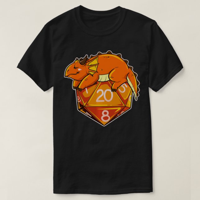Larp Chubby Dragon Dungeons W20 Roll Role Play Gam T-Shirt (Design Front)