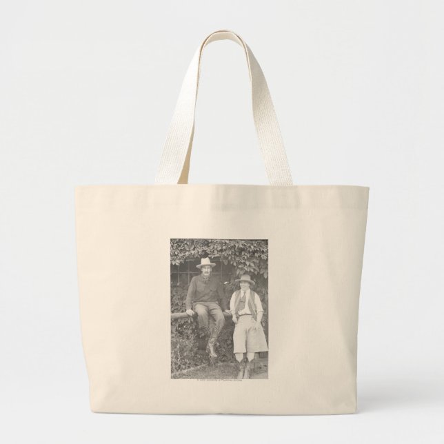 Larry Larom and a women posing. Large Tote Bag (Front)
