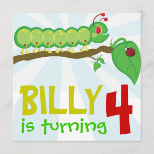 Larry the Caterpillar Birthday Party Invitation