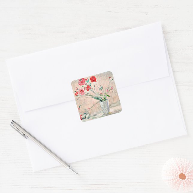 Larsson - Carnations and Poppies Square Sticker (Envelope)