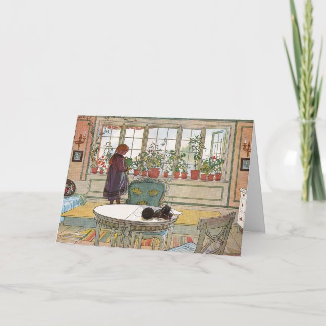 Larsson: Flowers on the Windowsill Card (Front)