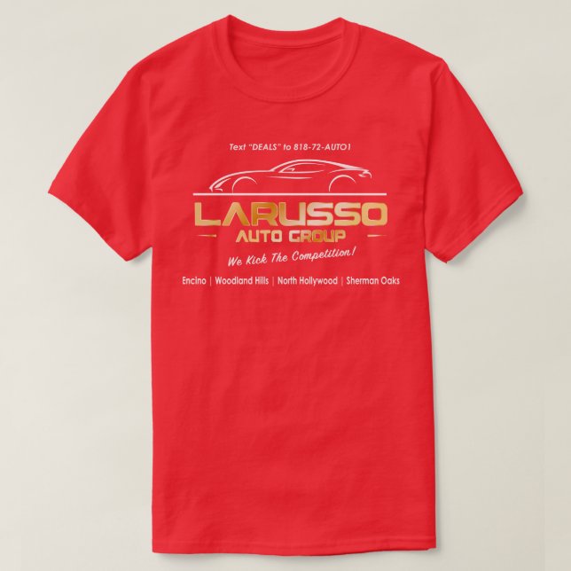 Larusso Auto Group Billboard Baseball TShirt (Design Front)
