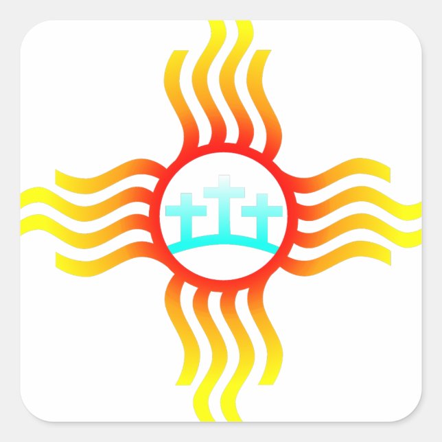 Las Cruces New Mexico Zia with Three Crosse Square Sticker (Front)