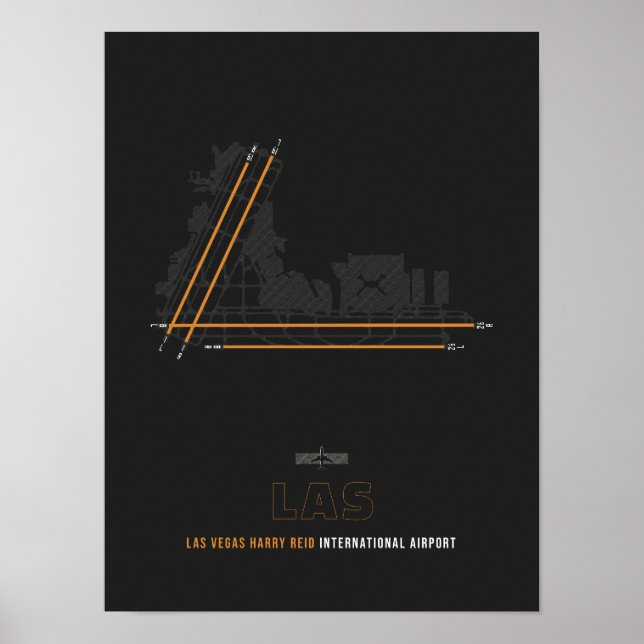 LAS - Las Vegas Harry Reid Airport Runway Diagram  Poster (Front)