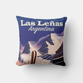 Las Leñas Argentina Ski travel print Cushion