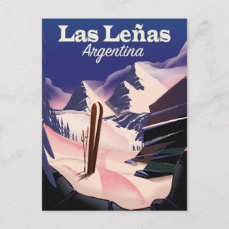 Las Leñas Argentina Ski travel print Postcard