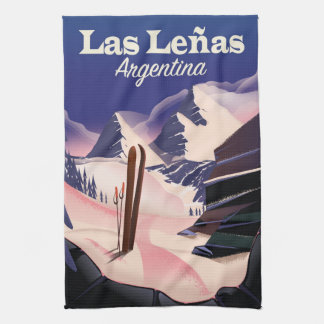 Las Leñas Argentina Ski travel print Tea Towel