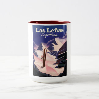 Las Leñas Argentina Ski travel print Two-Tone Coffee Mug