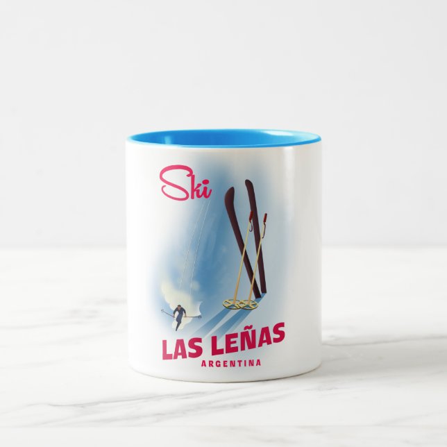 las leñas Argentina ski Two-Tone Coffee Mug (Center)
