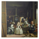 Las Meninas or The Family of Philip IV, c.1656 Tile<br><div class="desc">Image Collection Number:  XIR405  Las Meninas or The Family of Philip IV,  c.1656 (oil on canvas). Velazquez,  Diego Rodriguez de Silva y (1599-1660) oil on canvas. Prado,  Madrid,  Spain Giraudon.  17th</div>