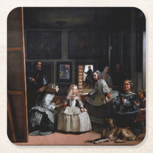 Las Meninas, The Maids of Honour, Diego Velazquez Square Paper Coaster