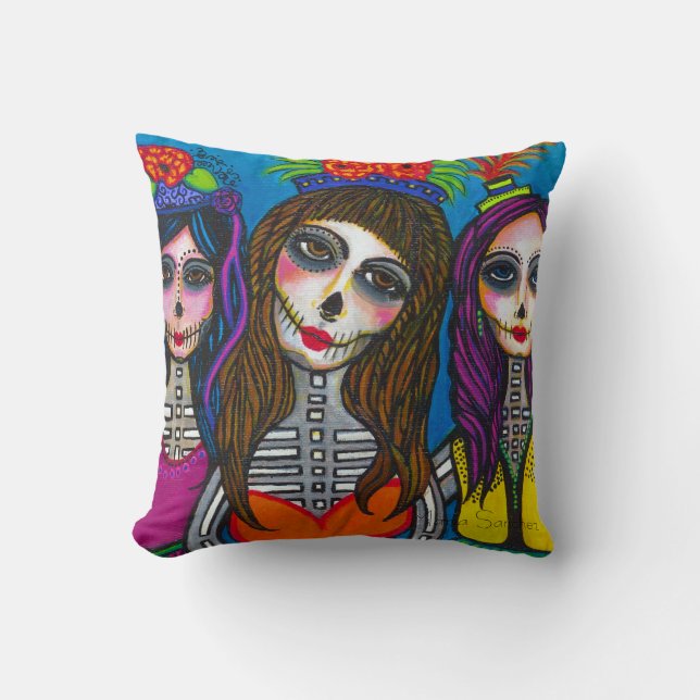 Las Tres Catrinas Pillow (Front)