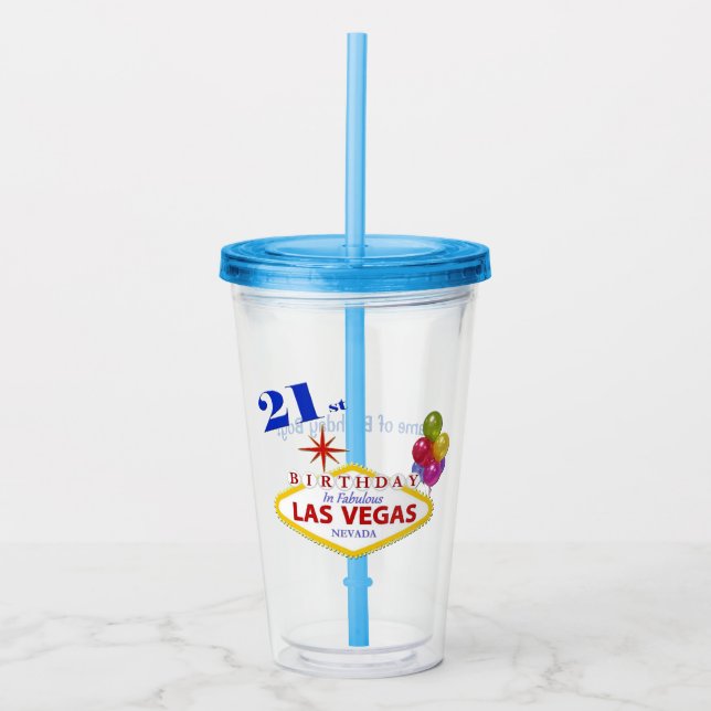 Las Vegas 21st Birthday Acrylic Tumbler (Front)