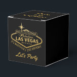 Las Vegas 21st Birthday Party Gold Personalised Favour Box<br><div class="desc">Personalised Fabulous Las Vegas Marquee design on party favour boxes for a 21st Birthday Party in Vegas, shown in black and gold with custom "Thank you for being here" wording which can be edited to suit your style and personality. All wording, and the background colour of the box and fonts...</div>