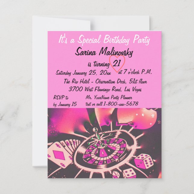 Las Vegas 21st Birthday Party Invitation (Front)