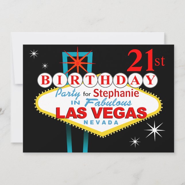 Las Vegas 21st Birthday Party Invitation (Front)