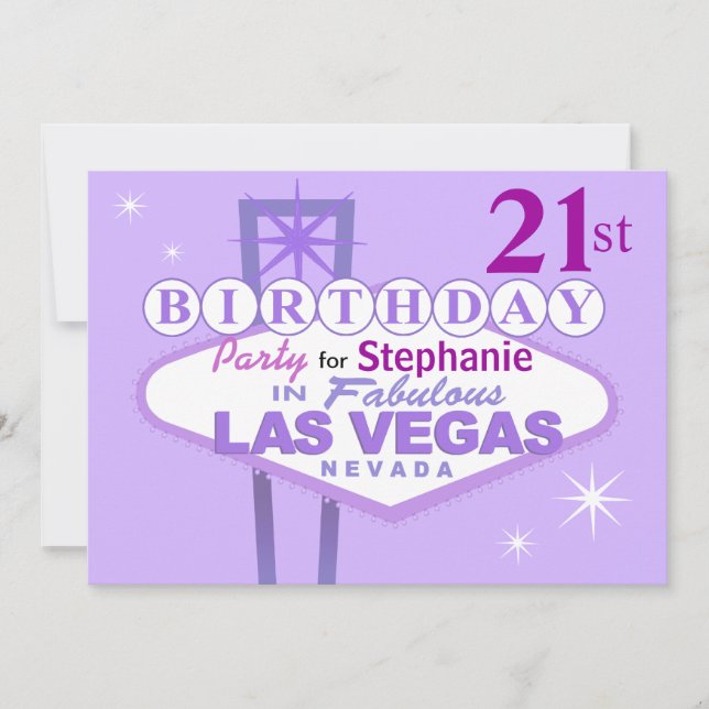 Las Vegas 21st Birthday Party - lilac Invitation (Front)