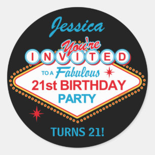 Las Vegas 21st Birthday Party Stickers