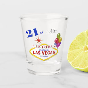 Las Vegas 21st Birthday Personalised Shot glass. Glass