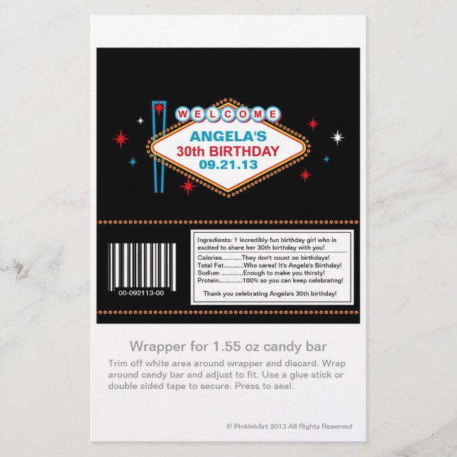 Las Vegas 30th Birthday Candy Wrapper (Front)