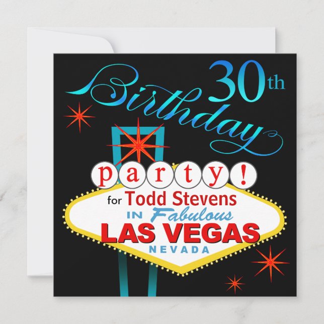 Las Vegas 30th Birthday Party Invitation (Front)