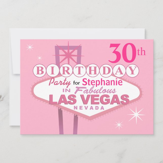 Las Vegas 30th Birthday Party - pink Invitation (Front)