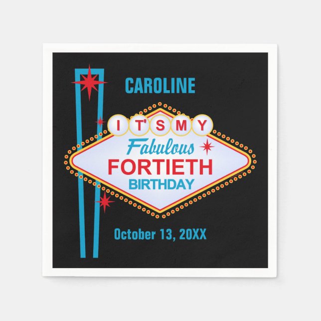 Las Vegas 40th Birthday Napkin (Front)