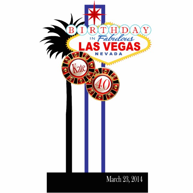 Las Vegas 40th Birthday Party Keepsake Standing Photo Sculpture (Front)