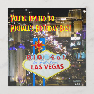 Las Vegas 40th Birthday Party personalised sign Invitation
