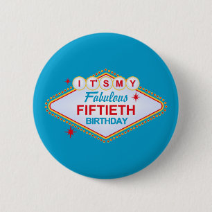 Las Vegas 50th Birthday 6 Cm Round Badge