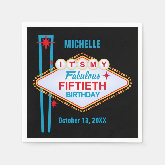 Las Vegas 50th Birthday Napkin (Front)