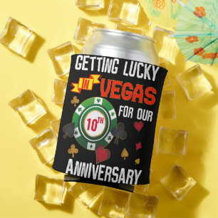 Las Vegas Anniversary Lucky Couple Matching Can Cooler