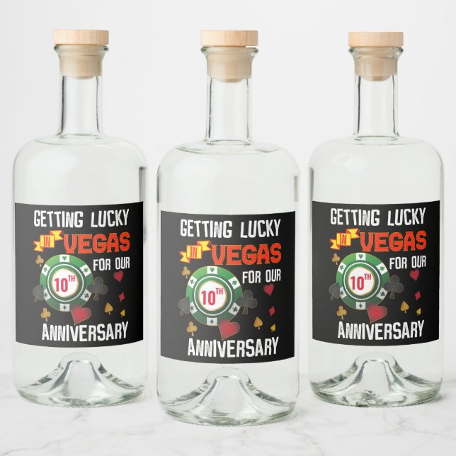Las Vegas Anniversary Lucky Couple Matching Liquor Bottle Label (Bottles)