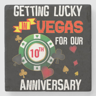 Las Vegas Anniversary Lucky Couple Matching Stone Coaster