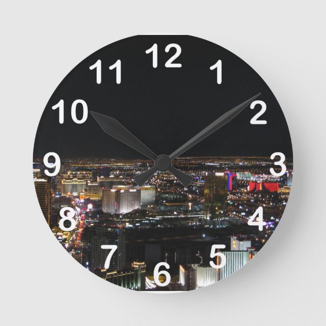 Las Vegas at Night Round Clock (Front)
