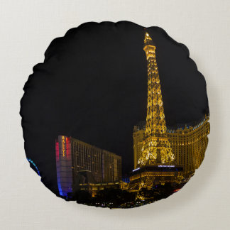 Las Vegas at night  Skyline Round Cushion