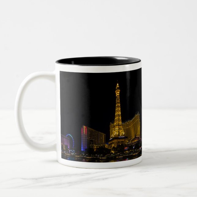 Las Vegas at night Two-Tone Coffee Mug (Left)