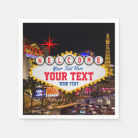 Las Vegas at Night Welcome Sign Your Text