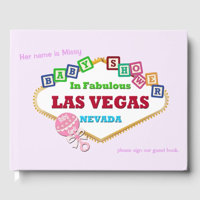Las Vegas Baby Shower GIRL Guest Book (Front)
