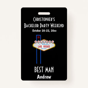 Las Vegas Bachelor Party Guys Weekend Trip ID Badge