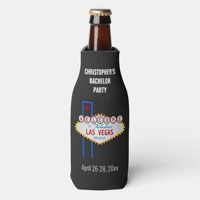 Las Vegas Bachelor Party Trip Favour Bottle Cooler (Bottle Front)