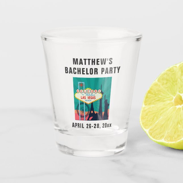 Las Vegas Bachelor Party Trip Favour Shot Glass (Front)