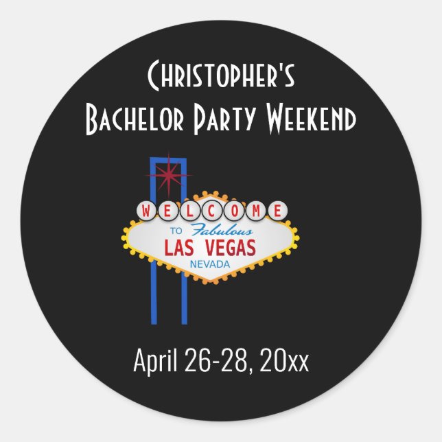 Las Vegas Bachelor Party Trip Wedding Classic Round Sticker (Front)
