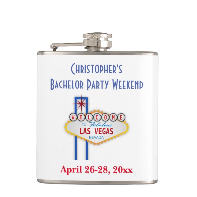 Las Vegas Bachelor Party Weekend Trip Favour Hip Flask (Front)