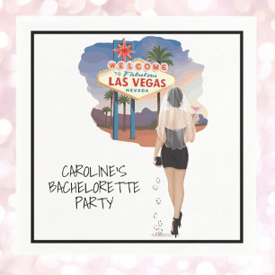 Las Vegas Bachelorette Black Hair Bride  Napkin