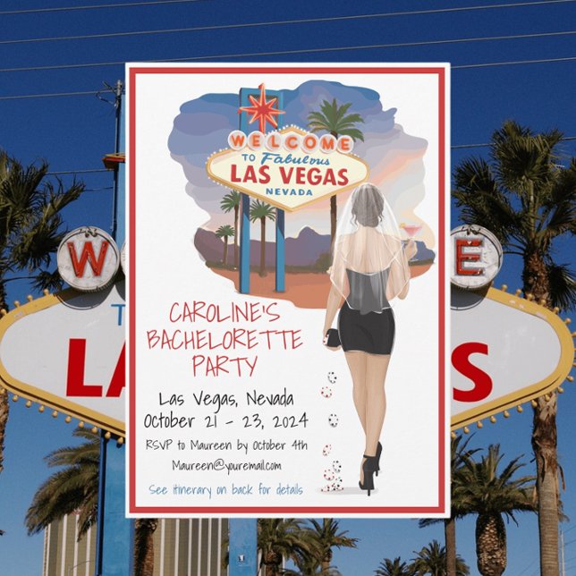 Las Vegas Bachelorette Brown Hair Bride  Invitation (Creator Uploaded)